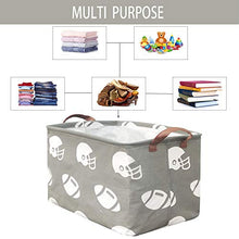 Load image into Gallery viewer, BOOHIT Rectangular Storage Basket,Nursery Hamper Canvas Fabric Toy Storage Organizer Bin,Waterproof Storage Box,Laundry Basket for Kid Rooms,Playroom,Shelves,Toy Basket,Gift Basket(Football)
