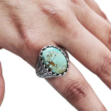 Load image into Gallery viewer, Tibetan Turquoise Ring, Silver Jewelry, 925 Silver Ring, Father's Day, AAA Natural Turquoise, December Birthstone Ring, Heavy Mens Ring, Spiritual Healing Gemstone, Christmas, Signet Mens Ring

