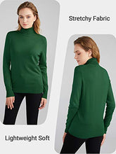 Load image into Gallery viewer, Womens Turtleneck Sweater Lightweight Long Sleeve Rib Knit Pullover Jumper Tops Army Green
