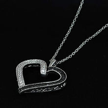 Load image into Gallery viewer, Pipa Bella 925 Sterling Silver Vintage Silhouette Wrap Heart Pendant with Natural Diamonds and Treated Black Diamonds. Pendant Necklaces for Women Girls 1/4cttw (IJ - I2 I3)
