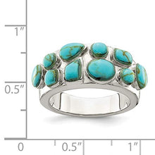 Load image into Gallery viewer, 925 Sterling Silver Lab Created Blue Turquoise Inlay Band Ring Size 7.00 Stone Fine Jewelry For Women Gifts For Her
