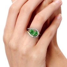 Load image into Gallery viewer, 14K Yellow Gold Emerald and Diamond Pear Nestled Heart Keepsake Ring - Size 8.5
