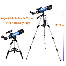 Load image into Gallery viewer, MaxUSee 70mm Refractor Telescope with Adjustable Tripod for Kids Adults &amp; Beginners + Portable 10X42 HD Monocular Bak4 Prism FMC Lens, Travel Scope with Backpack and Phone Adapter
