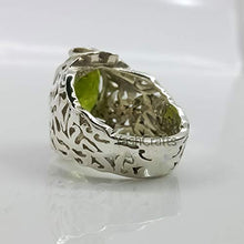 Load image into Gallery viewer, Peridot Ring, Womens Peridot Ring, Mens Designer Jewelry, 92.5 Sterling Silver, Arabic Design Ring, Peridot Ring, Gemstone Woman's Ring, August Birthstone, Healing Power Ring, Valentineday Gift Ring
