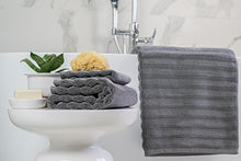 Load image into Gallery viewer, Nutrl Home Classic Bath Towel Set - Antimicrobial 100% Supima Cotton (Grey) Premium Luxury Bath, Hand, Washcloth Towels Perfect for Hotels, Travel, Bathrooms, Spa, and Gym
