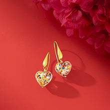 Load image into Gallery viewer, Ross-Simons Italian Murano Glass Heart Drop Earrings in 18kt Gold Over Sterling
