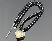 Load image into Gallery viewer, ElisaJewelryArt - Women's Natural Heart Citrine Pendant Necklace Black Onyx Beaded Necklace Genuine Gemstone Creativity Stone Clasp Closure Hematite Necklace Unisex Necklace (22, Citrine)
