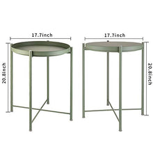 Load image into Gallery viewer, EKNITEY End Table,Folding Metal Side Table Waterproof Small Coffee Table Sofa Side Table with Removable Tray for Living Room Bedroom Balcony and Office (Atrovirens)
