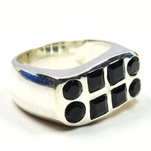 Load image into Gallery viewer, Gemsonclick Natural Sterling Silver Handmade Men Band Jewelry 2 Cut Stone Black Onyx Ring Sizes 4 to 13

