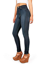 Load image into Gallery viewer, Vibrant Women's Juniors Classic High Waist Denim Skinny Jeans 9 Dark Denim
