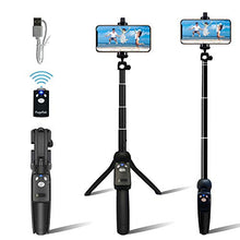 Load image into Gallery viewer, Fugetek Portable 48" Selfie Stick &amp; Tripod, All in One, Lightweight Aluminum, FaceTime, Video Teaching, Bluetooth Remote Compatible with iPhone 11/Xs MAX/XR/XS/X/8/8 Plus/7/7 Plus/6s,Galaxy S10/S9/S9
