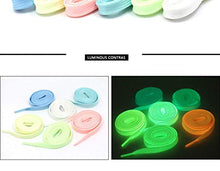 Load image into Gallery viewer, Museya Sports Shoelace Luminous Fluorescent Flat Shoelaces White Tennis Shoe Laces Elastic Shoe Laces 1Pairs
