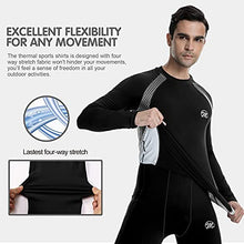 Load image into Gallery viewer, MEETWEE Thermal Shirts for Men, Long Sleeve Fleece Lined Base Layer Cold Weather Winter Warm Compression Tops Skiing Running (Black+Blue, Small)
