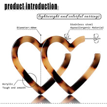 Load image into Gallery viewer, BESTEEL Acrylic Hoop Earrings for Women Resin Acetate Drop Dangle Earrings Statement Fashion Heart Mottled Acrylic Earrings
