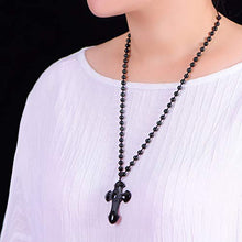 Load image into Gallery viewer, Obsidian Protection Amulet Pendant Necklace for Lord's Prayer Hand Carved Natural Apache Tears (4.8, concave figure)
