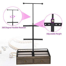Load image into Gallery viewer, Keebofly Jewelry Organizer Metal &amp; Wood Basic Storage Box - 3 Tier Jewelry Stand for Necklaces Bracelet Earrings Ring Weathered Grey
