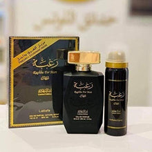 Load image into Gallery viewer, Raghba for Men EDP - Eau De Parfum 100ML (3.4oz) | Fresh &amp; Woody Fragrance | Oriental Blend with Notes of Lemon Verbena, Iris, Cedar, Leather, and Vanilla | Everyday Essential | by Lattafa
