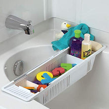 Load image into Gallery viewer, HomDSim Plastic Bath Tray, Bathtub Holder Non-Slip Telescopic Bathtub Caddy Adjustable Multifunction Storage Tub Shelf Bathtub Stand for Bathroom-White 86x14x10cm(34x5.5x4inch)
