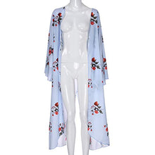 Load image into Gallery viewer, Women's Floral Kimono Cardigan Summer Tops Loose Beachwear Swimsuit Long Cover ups Blouse Blue
