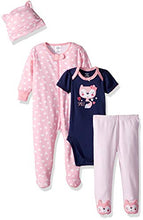 Load image into Gallery viewer, Gerber Baby Girls' 4-Piece Sleep 'N Play, Onesies, Pant and Cap, Fox, 6-9 Months
