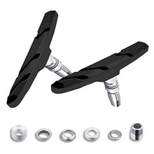 Load image into Gallery viewer, Bike Brake Pads Set, Alritz 3 Pairs Road Mountain Bicycle V-Brake Blocks Shoes with Hex Nut and Shims, No Noise No Skid, 70mm, for Front and Back Wheel
