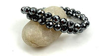 Load image into Gallery viewer, PURPLE WHALE 8mm Black Shiny Faceted Hematite Gemstone Bracelet- Beautiful, Magnetic, Arthritis Pain Relief, Stretchable, Men, Women, Stylish Wrist Jewelry, 2 Pieces Set
