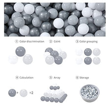 Load image into Gallery viewer, GOGOSO Ball Pit Balls - Plastic Play Pit Balls Crawl Balls with Color Grey, Light Grey, White for Baby Kids Playpen Pool, 2.2 Inch, 100 pcs
