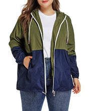 Load image into Gallery viewer, Women's Waterproof Raincoat Outdoor Hooded Rain Jacket Windbreaker Army Green XXL
