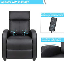 Load image into Gallery viewer, Furniwell Recliner Chair Massage Home Theater Seating Wing Back PU Leather Modern Single Living Room Reclining Sofa with Footrest (Black)
