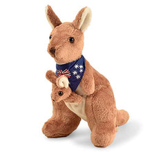Load image into Gallery viewer, BOHS Plush Red Kangaroo with Australia Scarf and Removable Joey - Huggable Soft Stuffed Mom and Baby Animals Toy- 11 Inches
