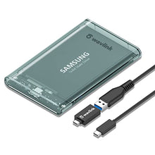 Load image into Gallery viewer, WAVLINK 2.5" Hard Drive Enclosure, USB C 3.1 Gen 2 to SATA External Hard Disk Case Clear for 9.5/7mm HDD SSD w/UASP 6Gbps 4TB Tool Free for WD Seagate Toshiba Samsung Hitachi PS4 Xbox Router
