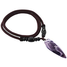 Load image into Gallery viewer, SUNYIK Amethyst Pendant Necklace for Couple Lovers, Healing Crystal Point Necklaces 14"-15" Strand, Pack of 2
