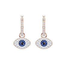 Load image into Gallery viewer, SWAROVSKI Women's Symbolic Evil Eye Hoop Pierced Earrings, Multi-colored, Rose-gold tone plated
