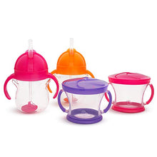 Load image into Gallery viewer, Munchkin Happy Snacker Snack Catcher &amp; Sippy Cup Set, 4 Pack, Pink/Purple/Orange
