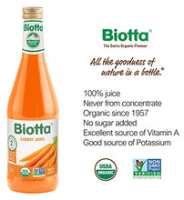 Load image into Gallery viewer, Biotta Organic Carrot Juice - 100% Juice Superfood For Optimal Eye Health, Immune Support &amp; Muscle Recovery - Excellent Source of Vitamin A &amp; Good Source of Potassium - (16.9 Fl Oz, Pk of 6)
