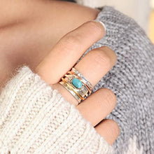Load image into Gallery viewer, Boho-Magic 925 Sterling Silver Spinner Larimar Ring for Women with Copper and Brass Fidget Rings Bands (10)
