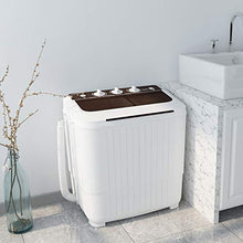 Load image into Gallery viewer, 2020 latest Portable Washing Machine, KUPPET 16.5lbs Compact Twin Tub Wash&amp;Spin Combo for Apartment, Dorms, RVs, Camping and More, White&amp;Brown
