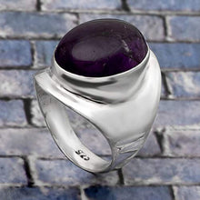 Load image into Gallery viewer, Shine Jewel 8.150 Ctw 16x12 Oval Cabochon Natural Amethyst Gemstone 925 Sterling Silver Ring (9)
