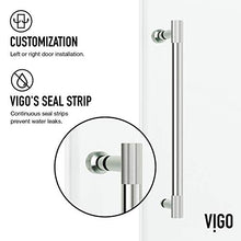 Load image into Gallery viewer, VIGO VG6044STCL6066 2.75"L -60"W -66"H Elan Cass Aerodynamic Frameless Sliding Tub Door with Clear Tempered Glass and Stainless Steel Hardware in Stainless Steel Finish with Reversible Handle
