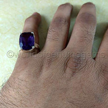 Load image into Gallery viewer, amethyst ring, dark purple amethyst solitaire ring, february birthstone jewelry, purple 925 sterling silver, men's engagemnet band, eternity love promise ring band
