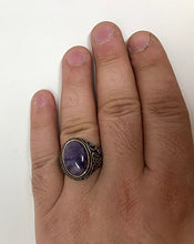 Load image into Gallery viewer, KAR 925K Stamped Sterling Silver Amethyst Men's Ring I1F (12)

