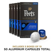 Load image into Gallery viewer, Peet's Coffee Espresso Capsules Decaffeinato Ristretto Intensity 9, 50 Count Single Cup Coffee Pods Compatible with Nespresso Original Brewers
