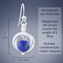 Load image into Gallery viewer, Simple Royal Blue Lapis Lazuli Real Gemstone 925 Sterling Silver Jewelry Gift Set for Women with Dainty Dangle Earrings and Pendant Necklace - 20"
