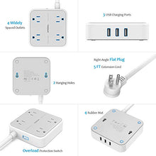 Load image into Gallery viewer, Power Strip with USB, TESSAN Mountable Flat Plug Extension Cord with 4 Widely Spaced Outlets, 3 USB Charger, 5 FT Power Cord, Compact Size Charging Station for Home, Office, Dorm Essentials, Gray
