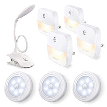 Load image into Gallery viewer, Vont Night Light 4-Pack + Motion Sensor Lights 3-Pack + Clip Reading Light Bundle - No More Dark Hallways, Stairways, Corners in Your Smart Home - for Reading, Studying, Working Done Even at Night
