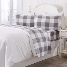 Load image into Gallery viewer, Great Bay Home - 100% Turkish Cotton Full Flannel Sheet Set. Heavyweight, Warm, Winter Double Brushed Bed Sheets. Pre-Shrunk &amp; Anti-Pill - Buffalo Check - Soft Taupe / Pale Grey
