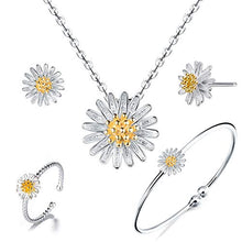 Load image into Gallery viewer, ISAACSONG.DESIGN 925 Sterling Silver Daisy/Sakura/Snowflake Flower Crystal Pendant Necklace Earring Bracelets Ring Set for Women (Fresh Love As Daisy Set)
