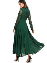 Load image into Gallery viewer, Milumia Women's Vintage Floral Lace Long Sleeve Ruched Neck Flowy Long Dress Green Medium
