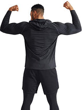 Load image into Gallery viewer, Neleus Men's 3 Pack Dry Fit Running Shirt Long Sleeve Workout Athletic Shirts with Hoods,5071 Dark Grey,Light Grey,Slate Grey,US 2XL,EU 3XL

