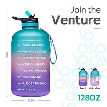Load image into Gallery viewer, Venture Pal Large 1 Gallon Motivational Water Bottle with 2 Lids (Chug and Straw), Leakproof BPA Free Tritan Sports Water Jug with Time Marker to Ensure You Drink Enough Water Throughout The Day
